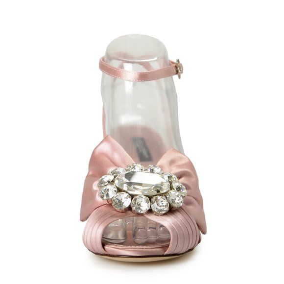 Dolce & Gabbana Women's Silk Heeled Ankle Strap Pumps Shoes US 7.5 IT 37.5 - Picture 5 of 8